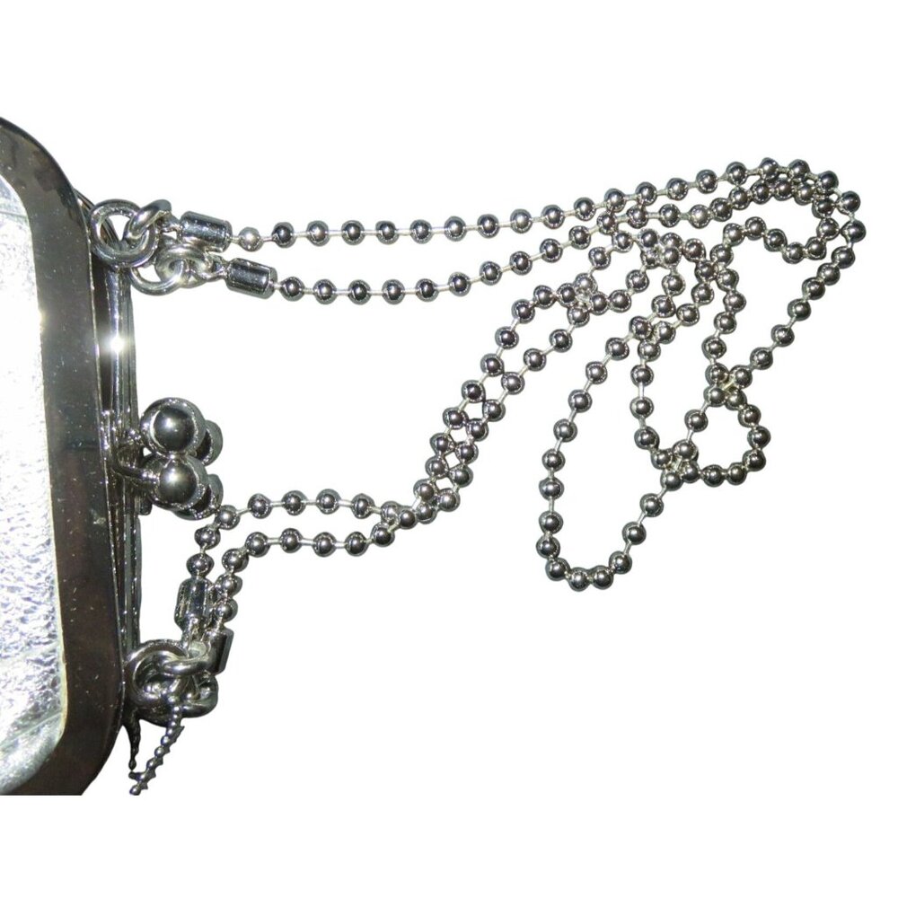 SOLD COACH 2008 Metallic Silver Leather Double Frame Kisslock Ball Chain - Picture 9 of 16
